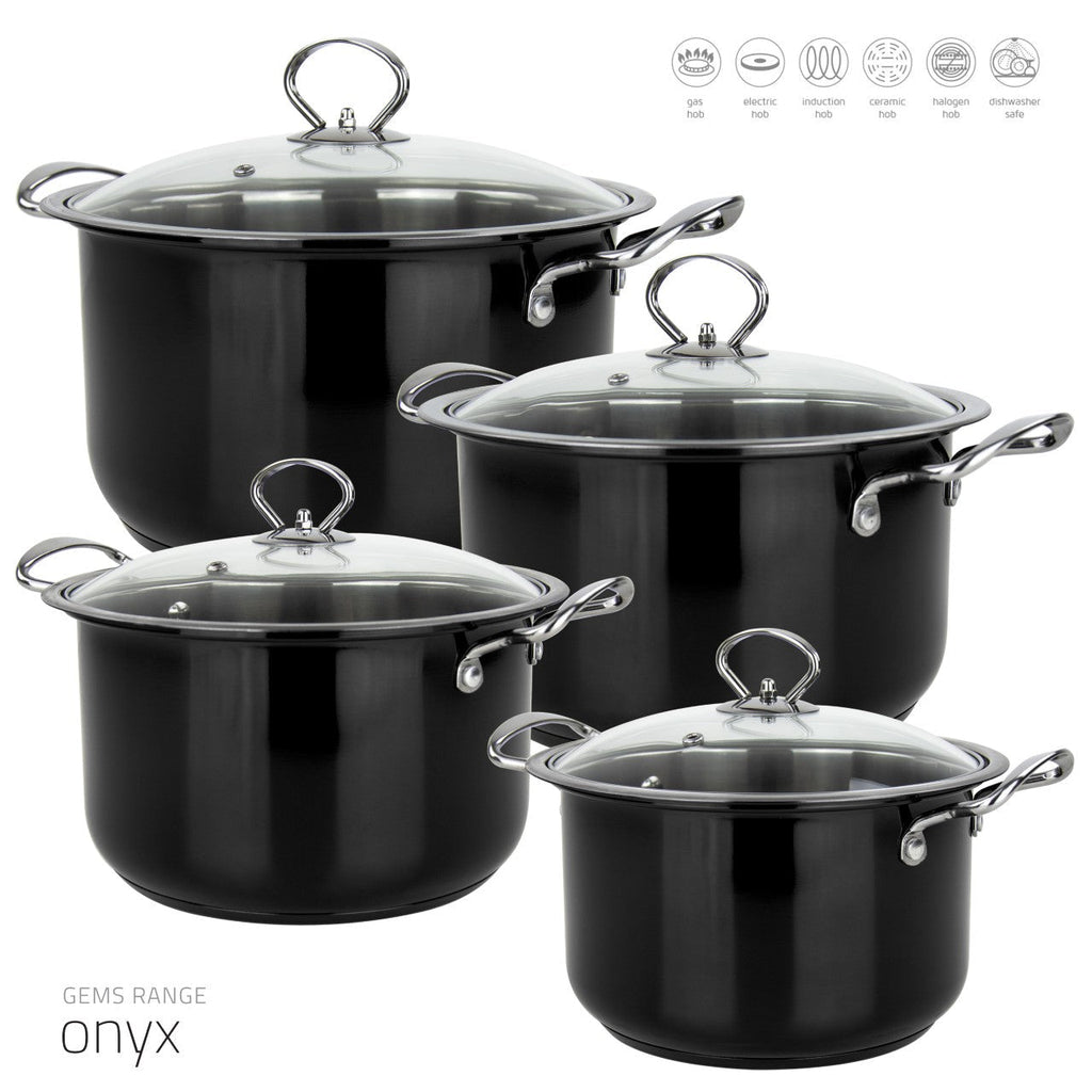 SQ Professional Gems Stainless Steel Stockpot Set of 4 Onyx 18-20-22-24cm 9579