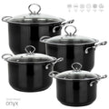 SQ Professional Gems Stainless Steel Stockpot Set of 4 Onyx 18-20-22-24cm 9579