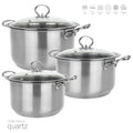 SQ Professional Gems Metallic Stockpot Set of 3 Quartz 26-28-30cm 9580