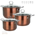 SQ Professional Gems Metallic Stockpot Set of 3 Axinite 26-28-30cm 9582 (Big Parcel)