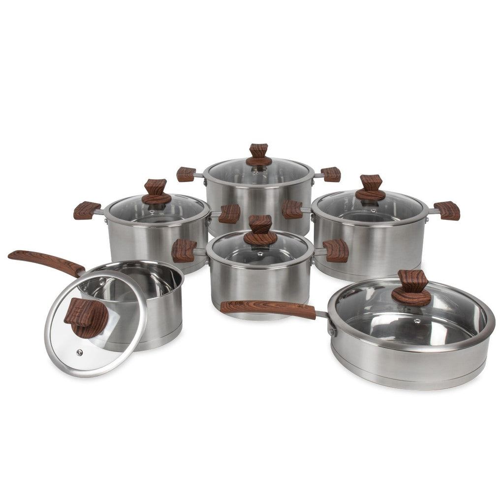 SQ Professional Lustro Touch Stainless Steel Cookware Set of 6 Brown 9965
