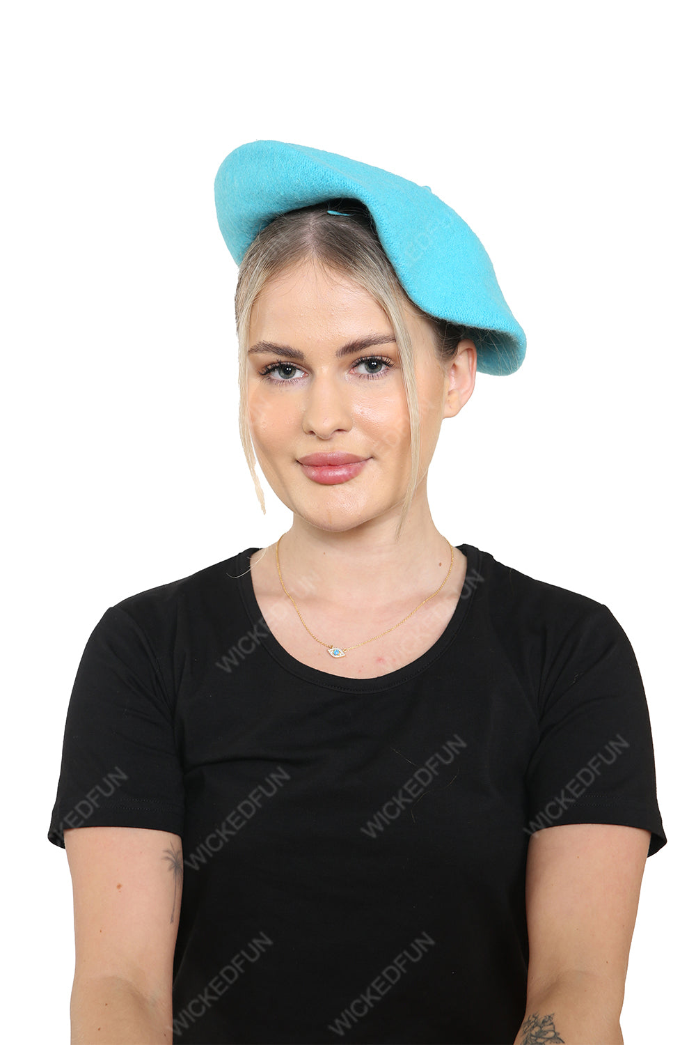 Wickedfun Turquoise Beret Hat