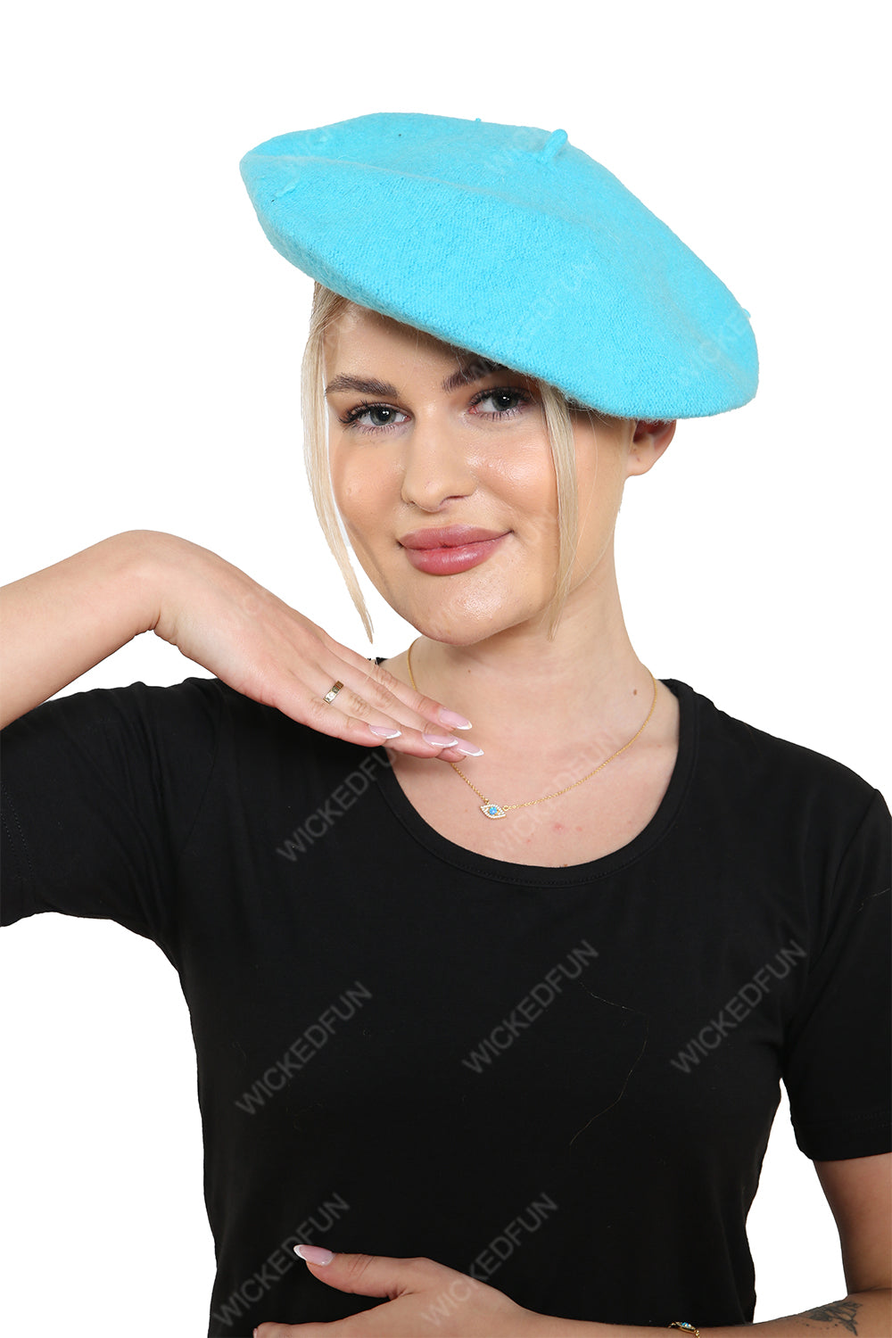 Wickedfun Turquoise Beret Hat