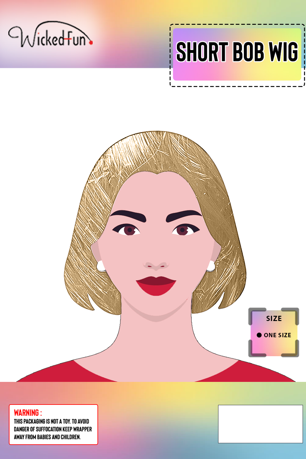 Wickedfun Unisex Blonde Short Bob Cut Wig