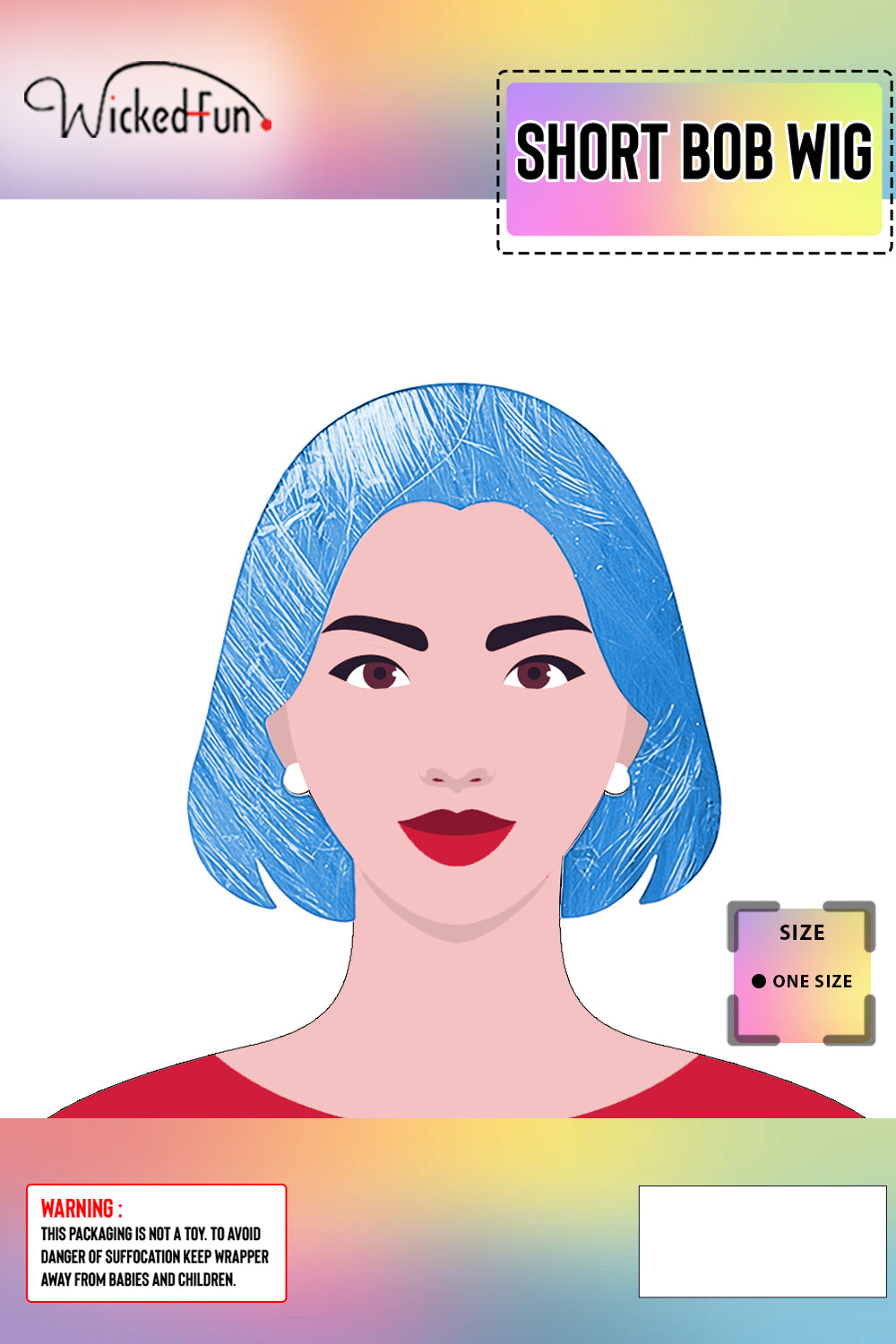 Wickedfun Unisex Blue Short Bob Cut Wig