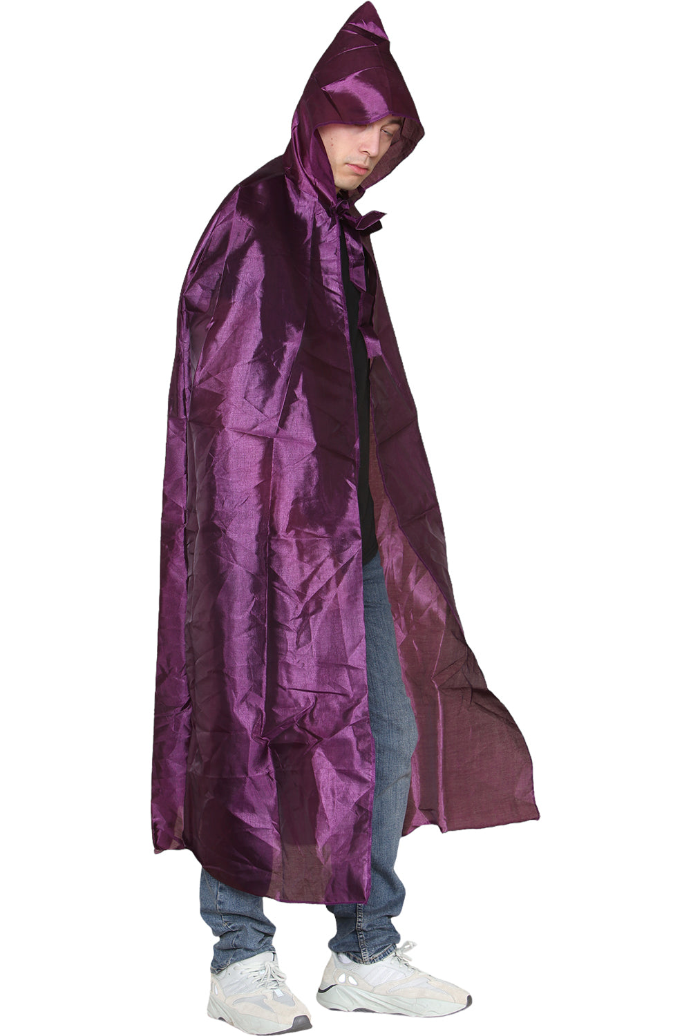 Unisex Purple Satin Hooded Cape