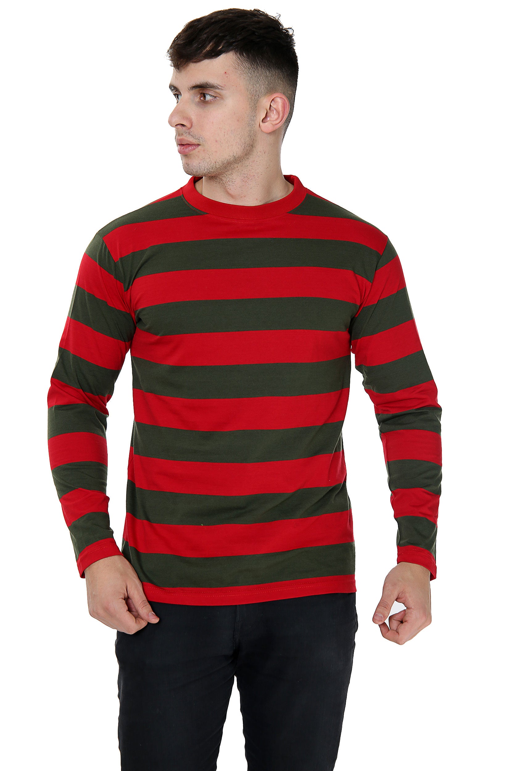 Active Star Unisex Red and Green Stripe T-Shirt Full Sleeve