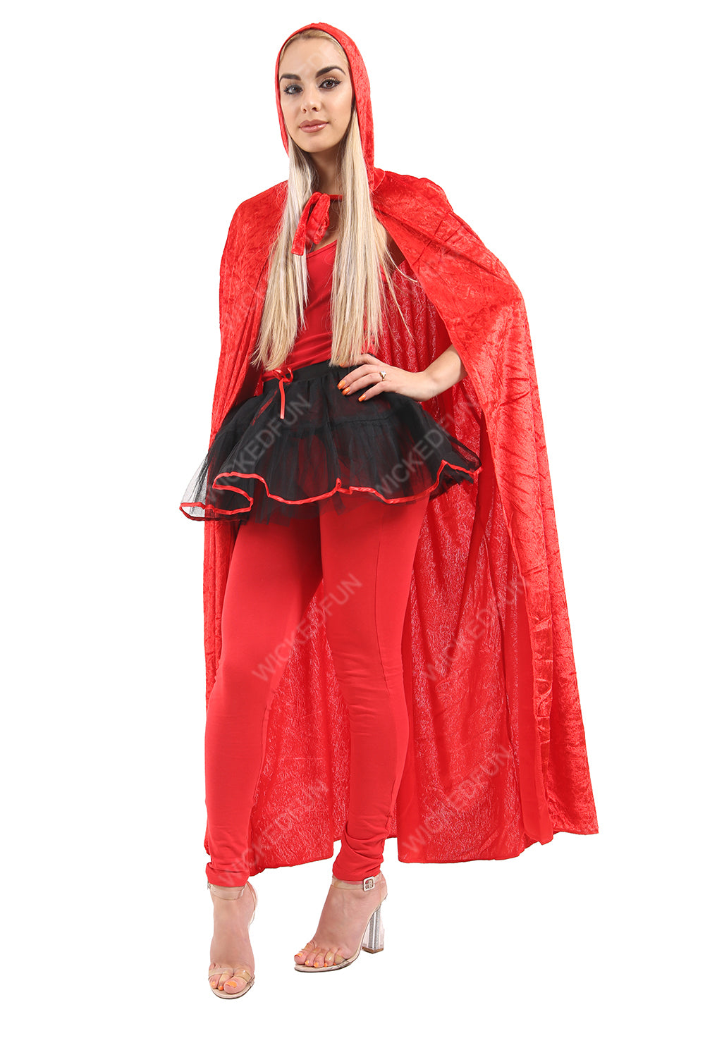 Unisex Red Velvet Hooded Cape
