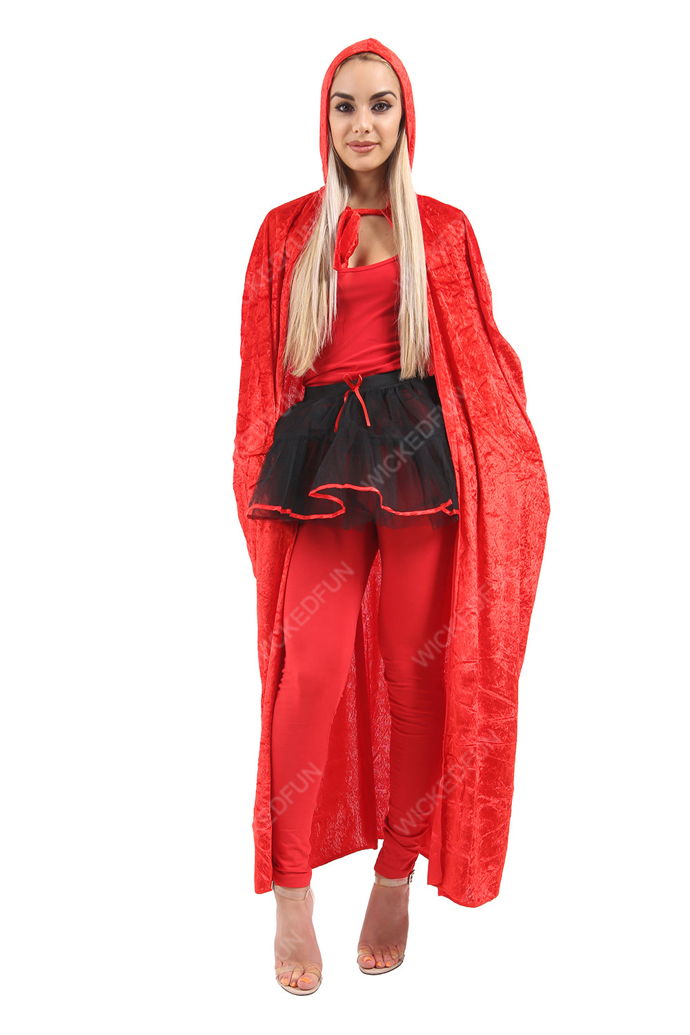 Unisex Red Velvet Hooded Cape
