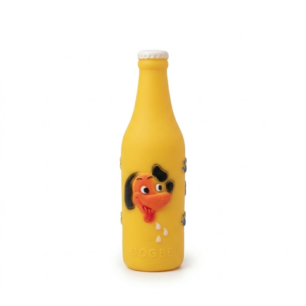 Squeaky Dog Beer Bottle Toy 18 x 5.3cm Assorted Colours SKU 6649 A