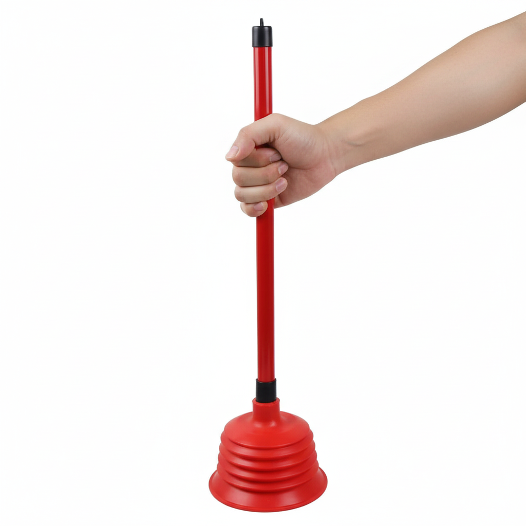 Rubber Bathroom Toilet Plunger 14 x 50 cm Assorted Colours 6851