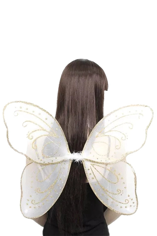 White Fairy Wings With Gold Glitter 54x44cm