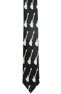 Wickedfun White Guitar Black Neck Tie