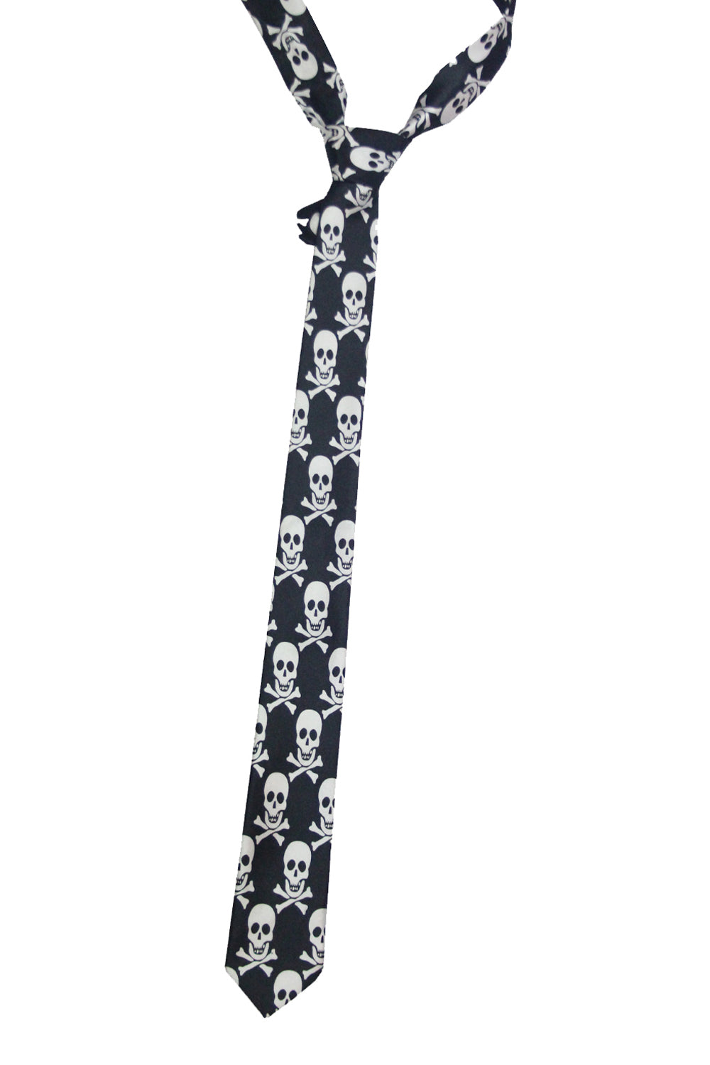 Wickedfun White Skull Black Neck Tie