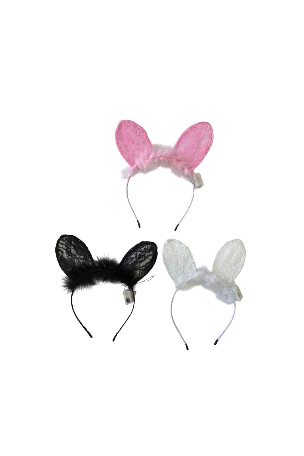 Wickedfun 12pc Assorted Light Up Lace Bunny Headband