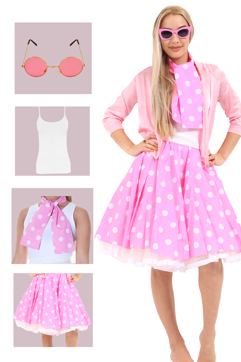 Wickedfun 50s Musical Pink Girl 5 Pcs Set
