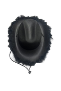 Wickedfun Adult Black Cowboy Hat With Feather Trim