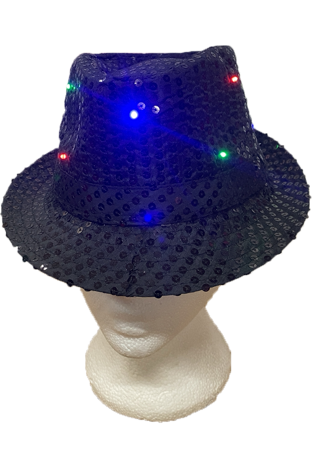 Wickedfun Adult Black LED Light Up Sequin Trilby Hat