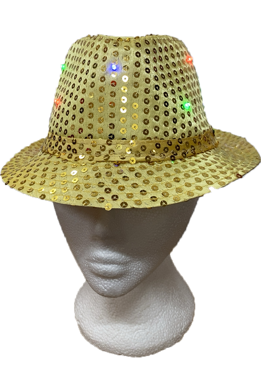 Wickedfun Adult Gold LED Light Up Sequin Trilby Hat