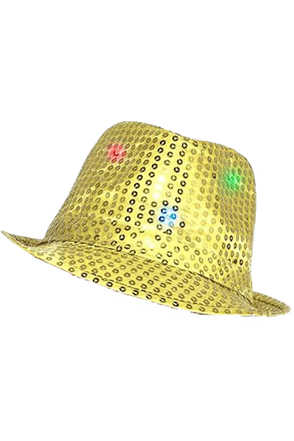 Wickedfun Adult Gold LED Light Up Sequin Trilby Hat