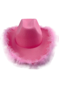 Wickedfun Adult Pink Cowboy Hat With Feather Trim