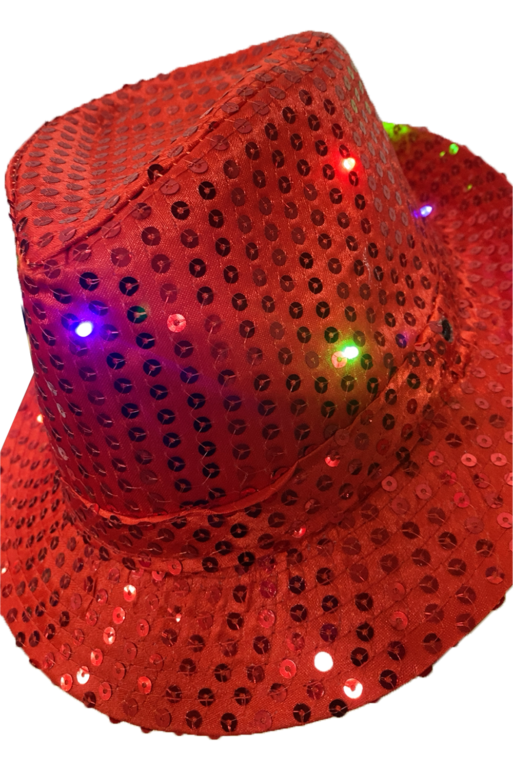 Wickedfun Adult Red LED Light Up Sequin Trilby Hat