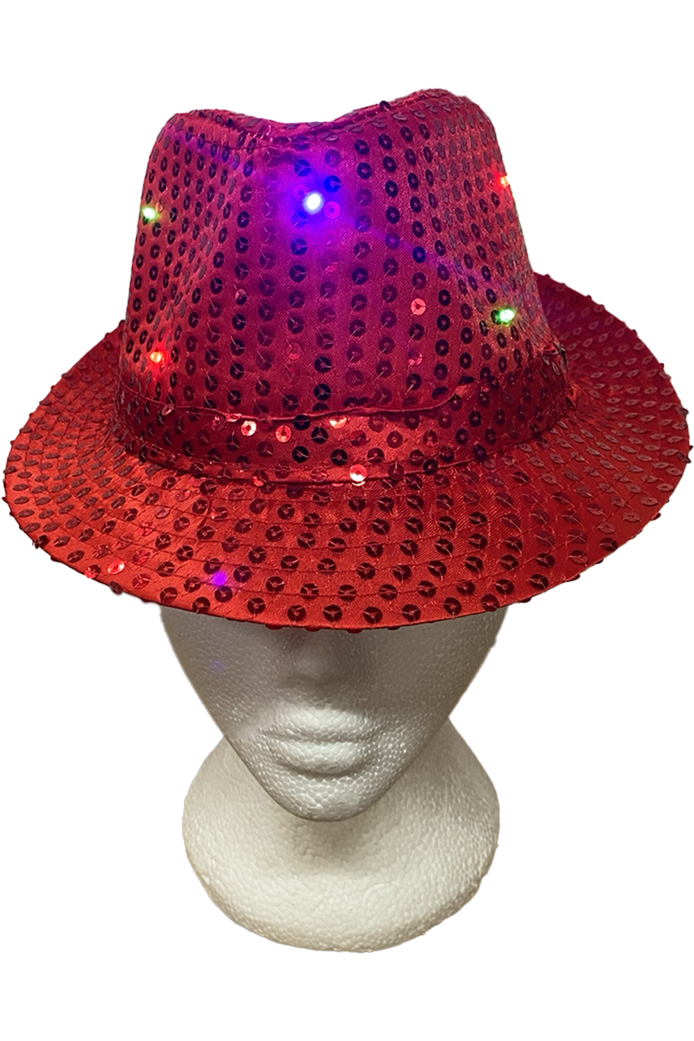 Wickedfun Adult Red LED Light Up Sequin Trilby Hat