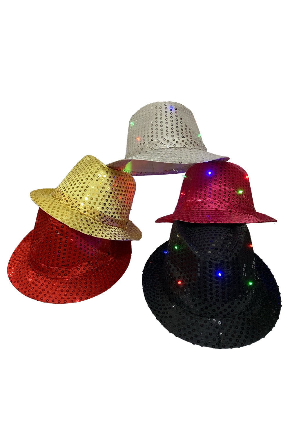 Wickedfun Adult Silver LED Light Up Sequin Trilby Hat
