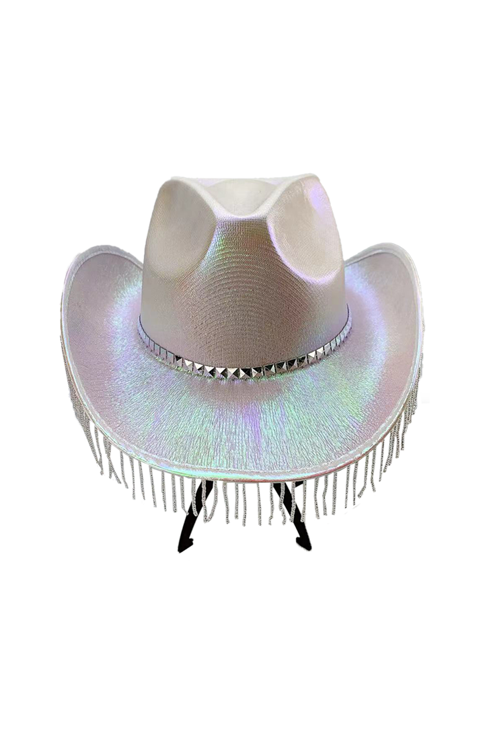 Wickedfun Adult White Glitter Rhinestone Fringe Cowboy Hat