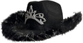 Wickedfun Black Cowboy Hat with Fluff Trim