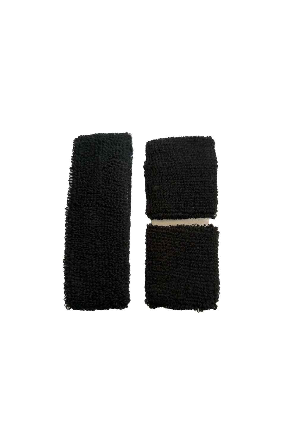 Wickedfun Black Towelling Headband/Wristband Set