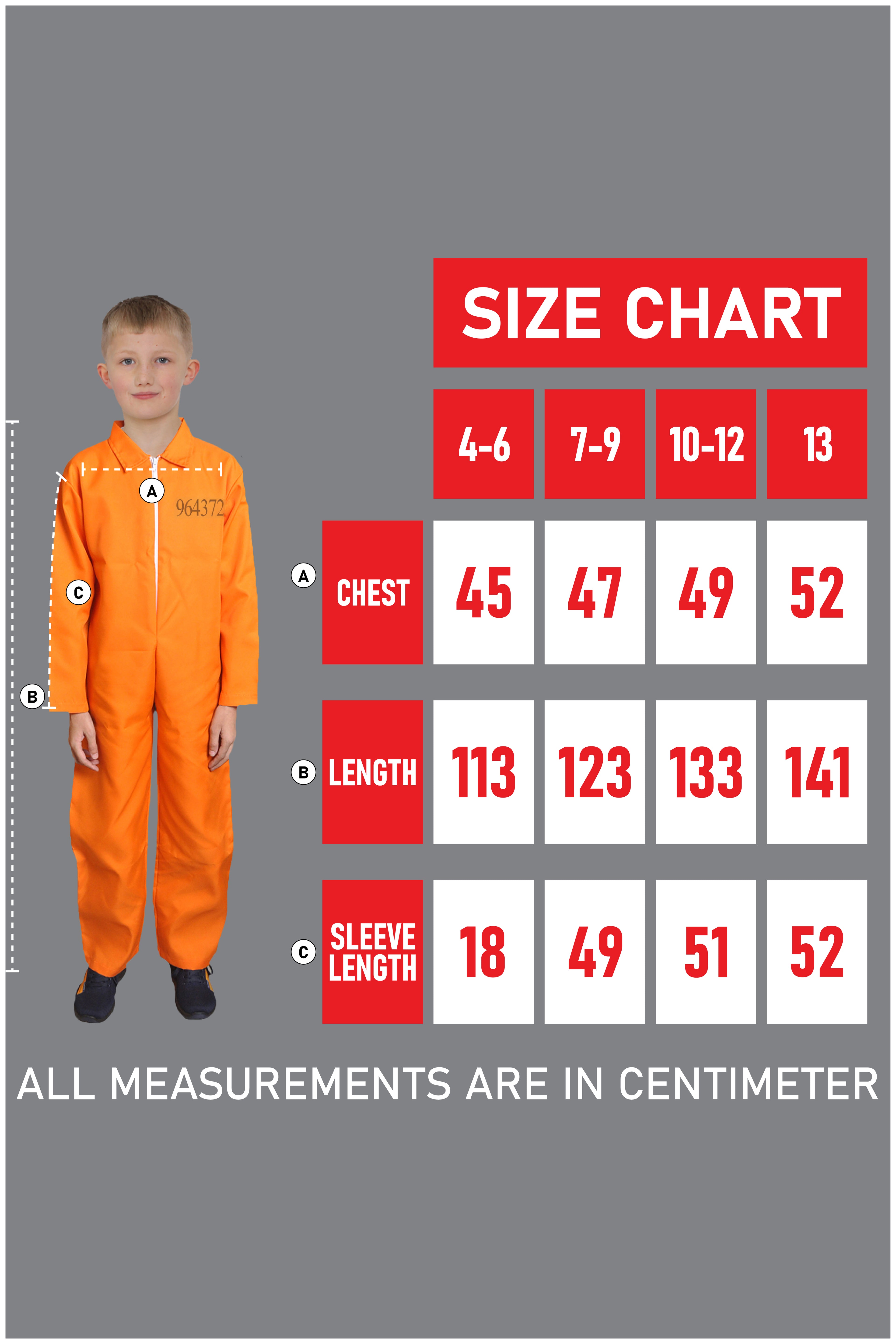Wickedfun Children's Orange Prisoner Coverall Jumpsuit