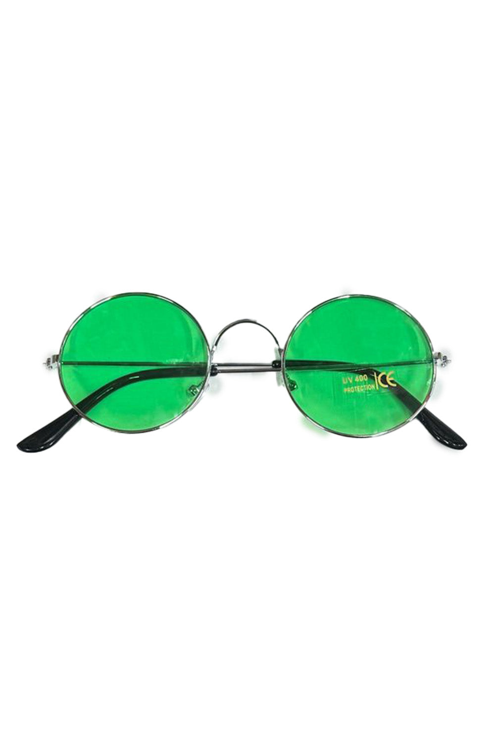 Wickedfun Circle Glasses Silver Frame Green lens