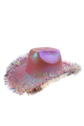 Wickedfun Cowboy Hat with Pink Glitter Space and Tinsel Trim