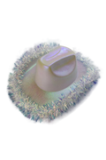 Wickedfun Cowboy Hat with White Glitter Space and Tinsel Trim