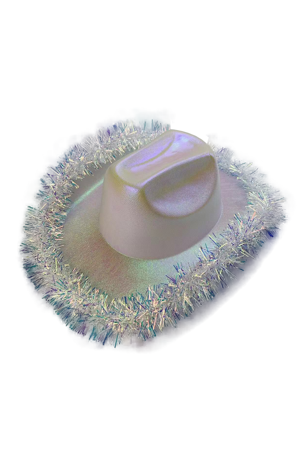 Wickedfun Cowboy Hat with White Glitter Space and Tinsel Trim