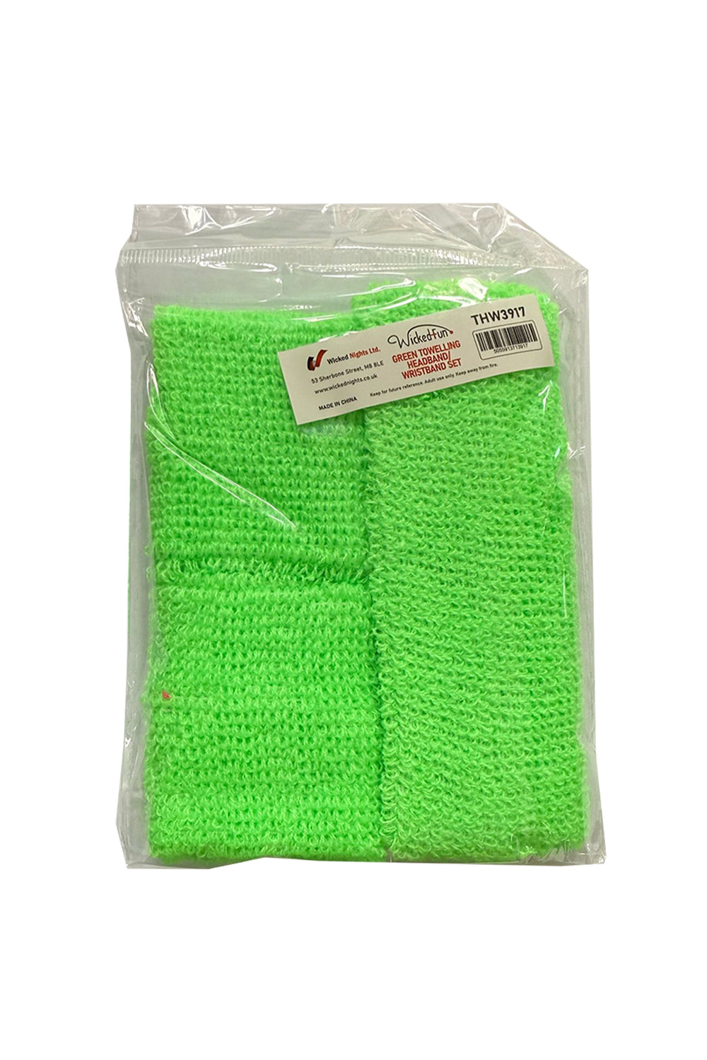 Wickedfun Green Towelling Headband/Wristband Set