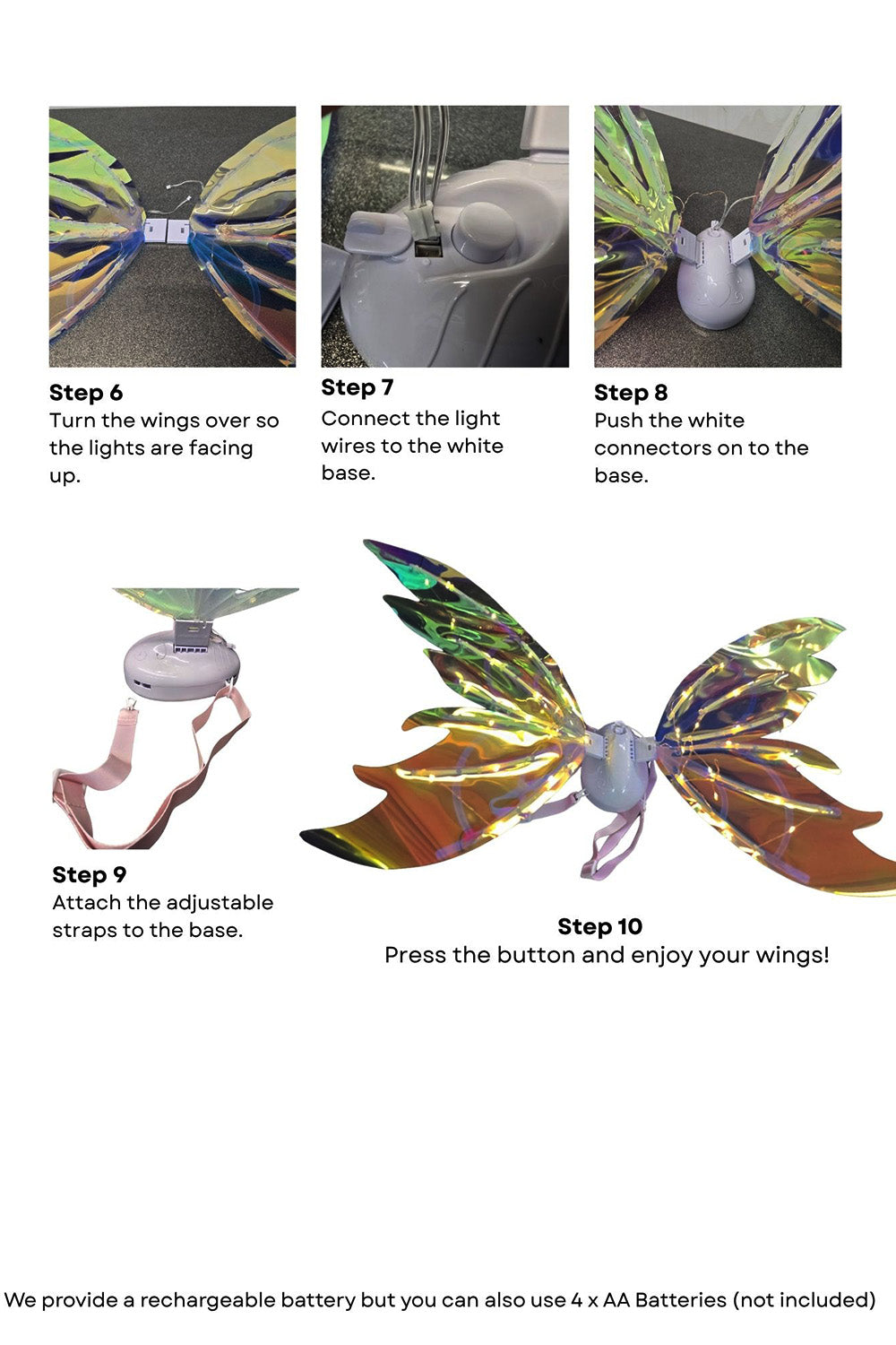 Wickedfun Recharge Able Light Up Moving Butterfly Fairy Wings With Music (Style 1)