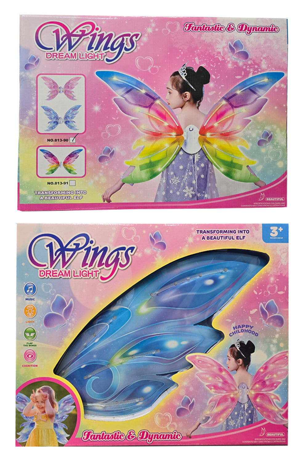 Wickedfun RechargeAble Light Up Moving Butterfly Fairy Wings With Music Blue (Style 2)