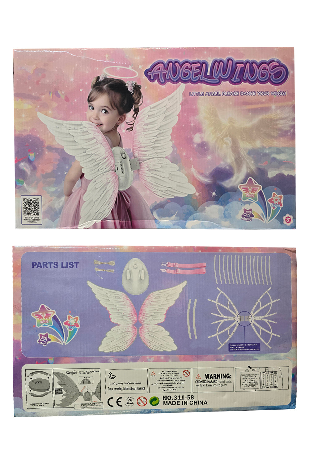Wickedfun RechargeAble Light Up Moving Butterfly Fairy Wings With Music (Style 3)