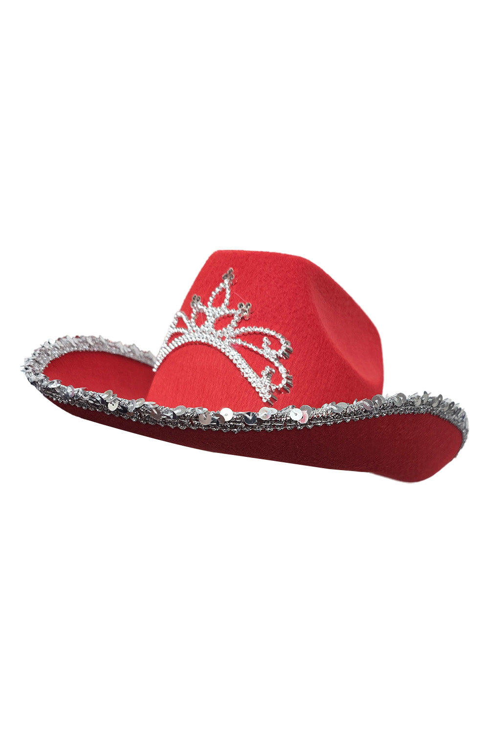 Wickedfun Light Up Tiara Red Cowboy Hat with Sequin Trim