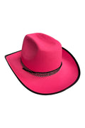 Wickedfun Pink Cowboy Hat with Black Band and Trim