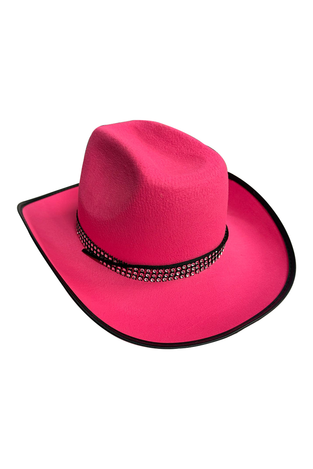 Wickedfun Pink Cowboy Hat with Black Band and Trim