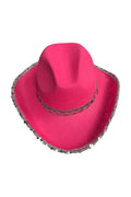 Wickedfun Pink Cowboy Hat with Sequin Band and Trim