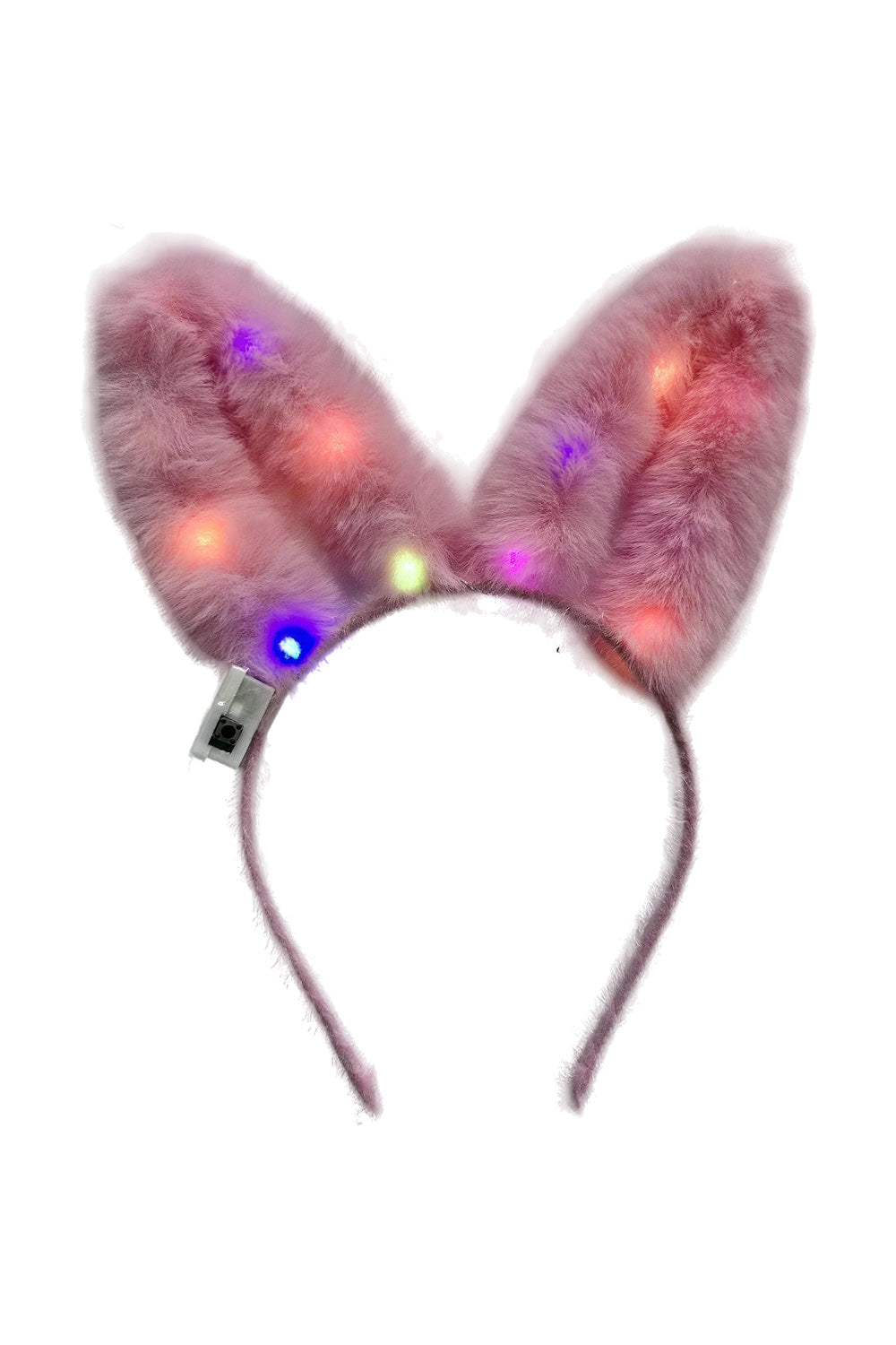 Wickedfun Pink Fur Light Up Bunny Ears