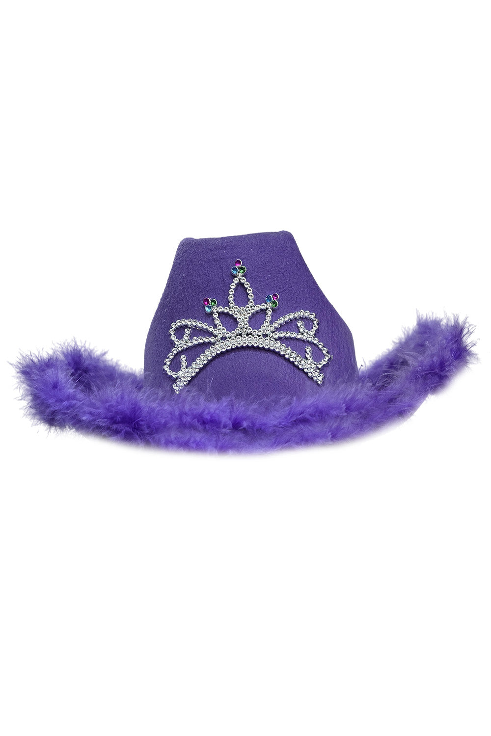 Wickedfun Purple Cowboy Hat with Fluff Trim
