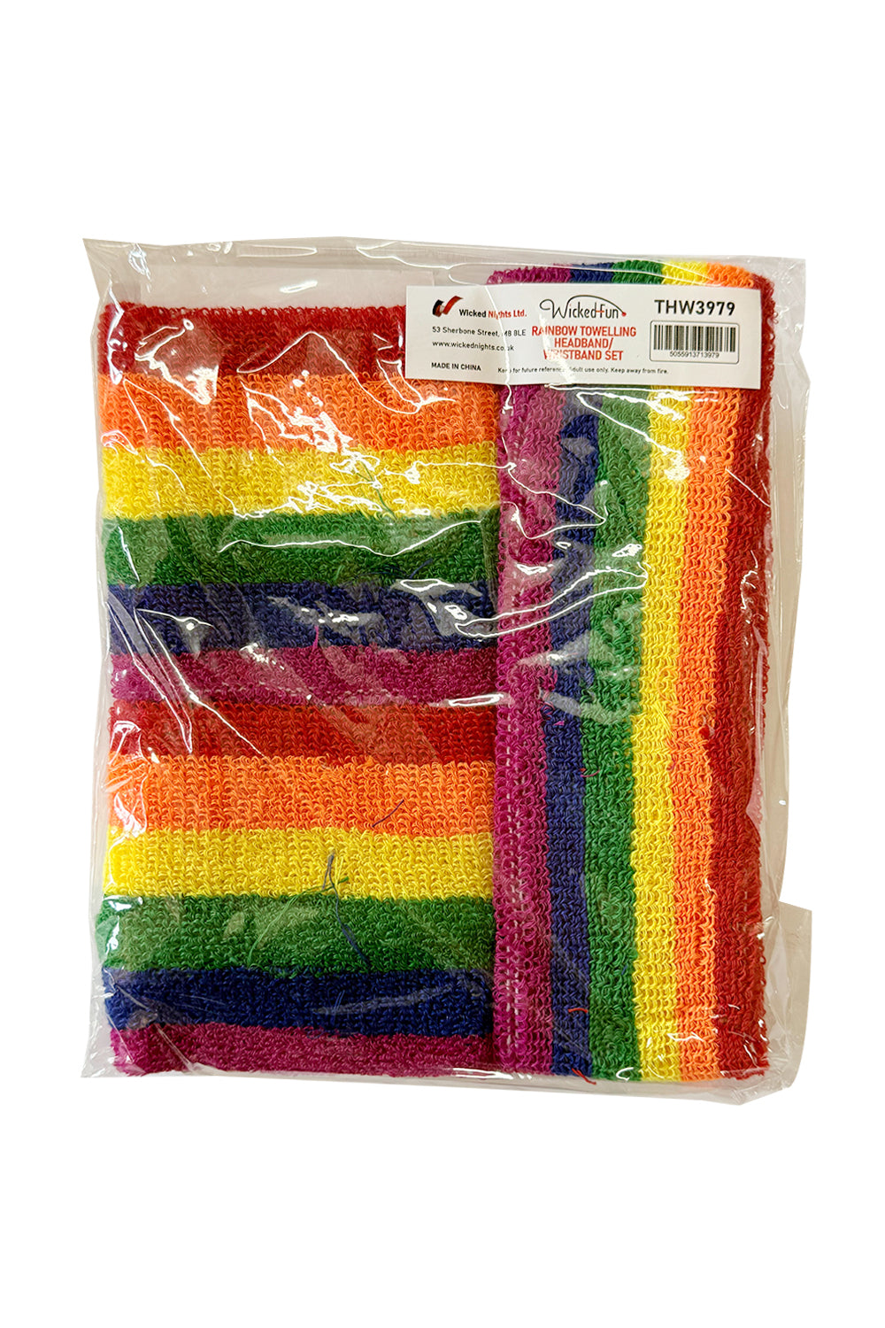 Wickedfun Rainbow Towelling Headband/Wristband Set