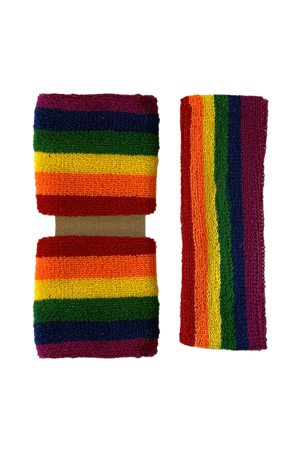 Wickedfun Rainbow Towelling Headband/Wristband Set