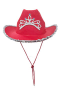 Wickedfun Red Cowboy Hat with Sequin Trim