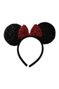 Glittery Mouse Ears In Black With Red Bow in Bulk